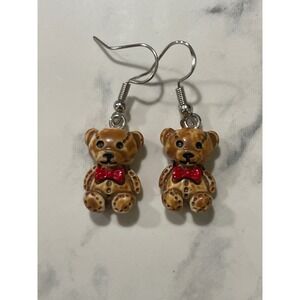 Women's Resin Teddy Bear Brown Earrings New